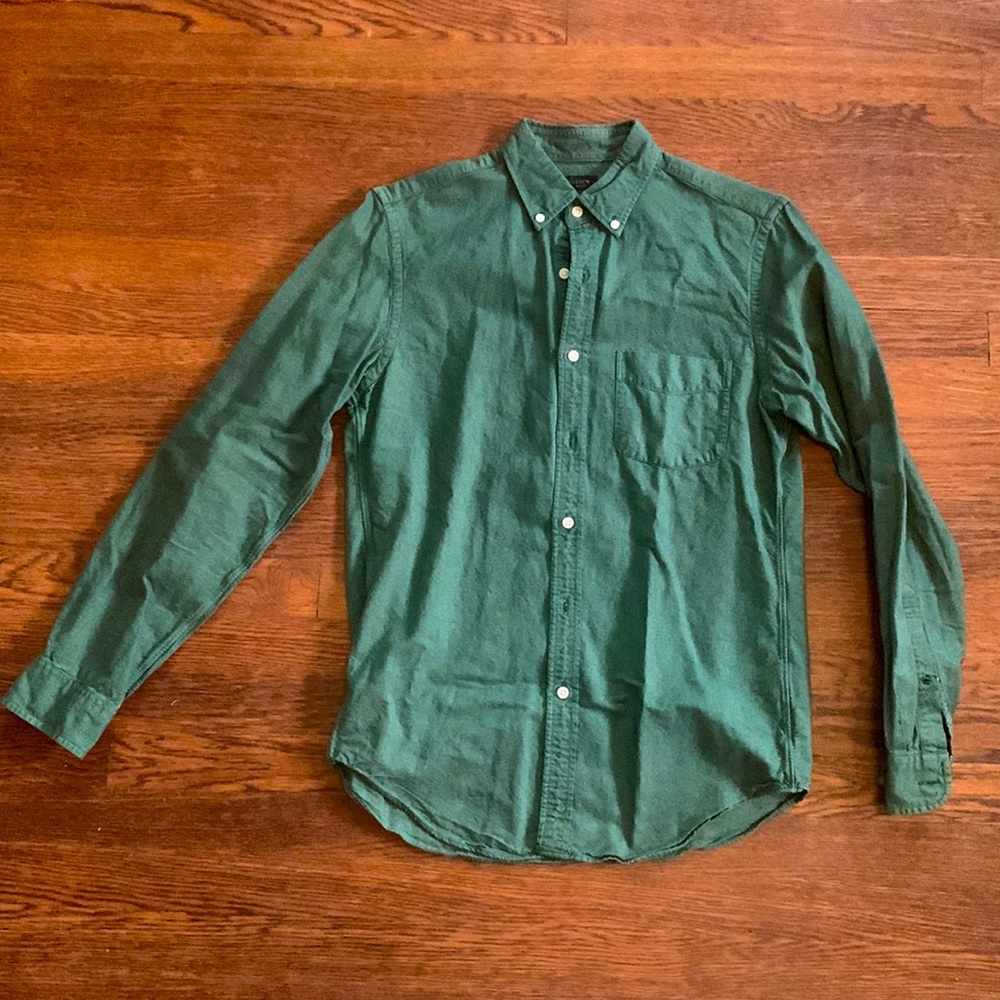 JCREW size small emerald green Oxford